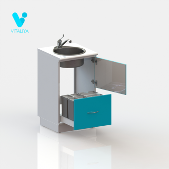 Медицинские тумба м1 на подиуме с системой сортировки отходов(500х500х800) — купить по ценам производителя ТПК «Виталия»